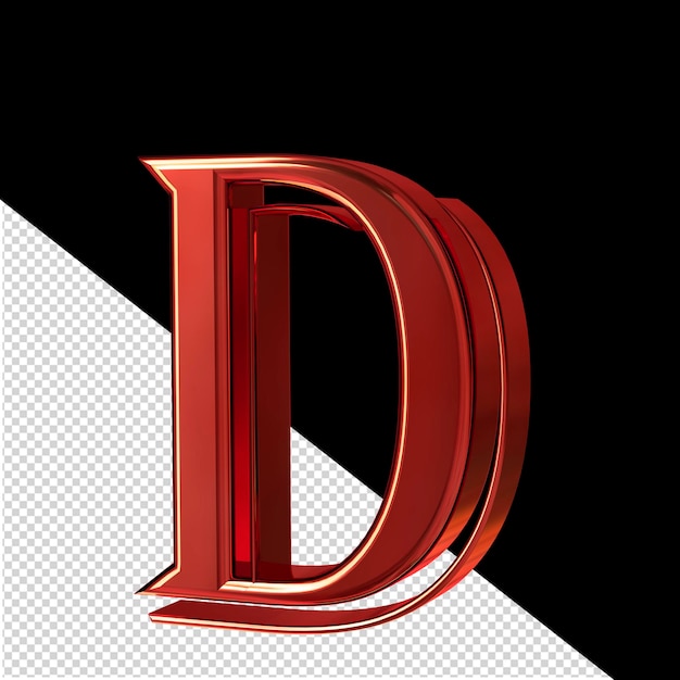 PSD red symbol view from right letter d