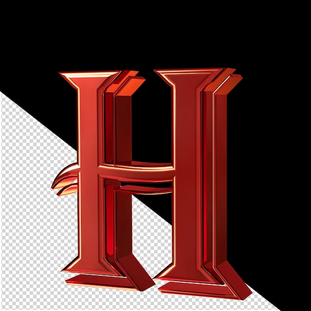 PSD red symbol view from right letter h