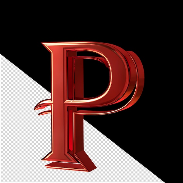 PSD red symbol view from right letter p