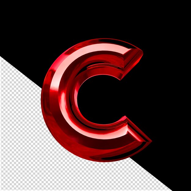 PSD red symbol with beveled letter c