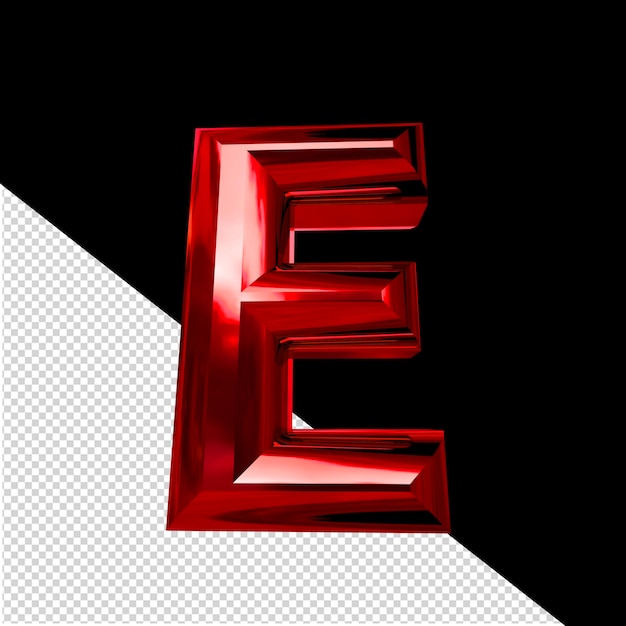 PSD red symbol with beveled letter e