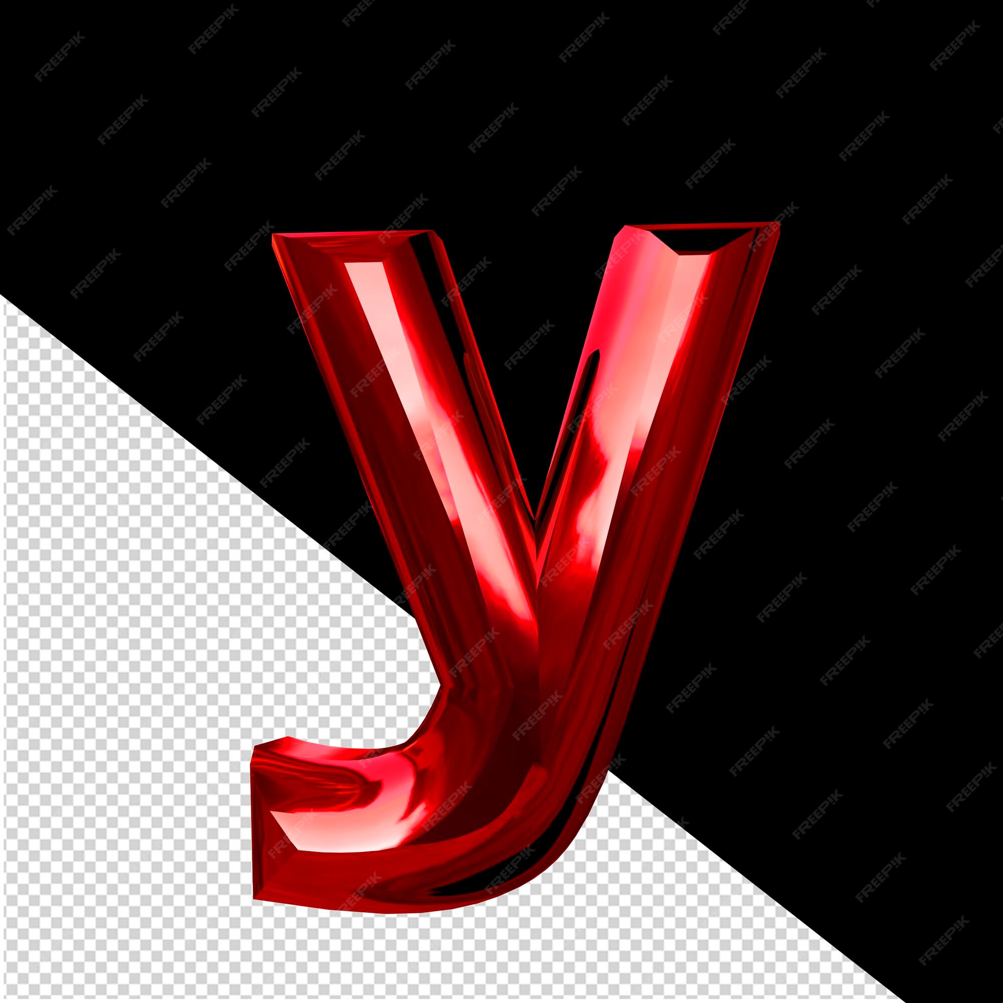 Premium PSD  Red symbol with notches letter y