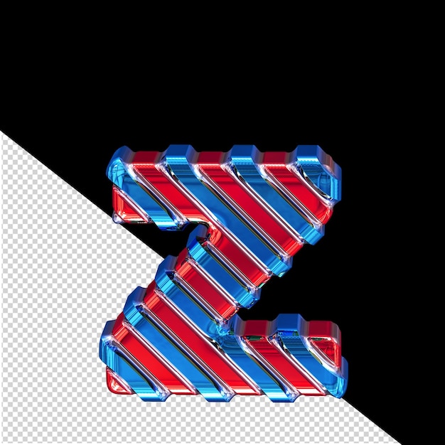 PSD red symbol with blue diagonal straps letter z