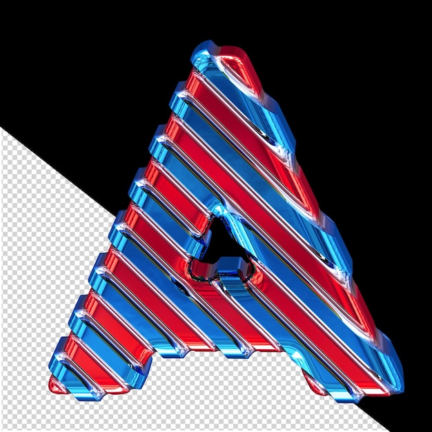 Red symbol with blue diagonal straps letter a