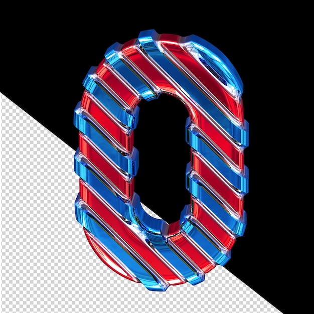 PSD red symbol with blue diagonal straps number 0