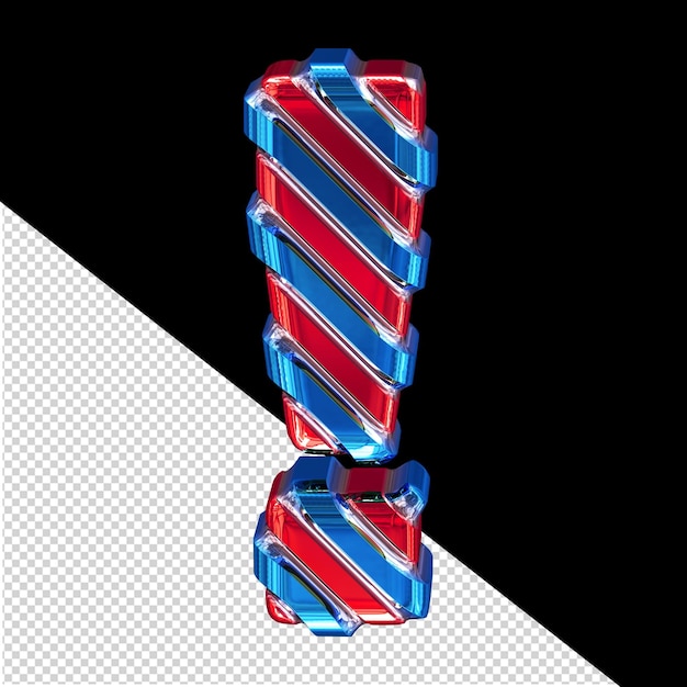 PSD red symbol with blue diagonal straps