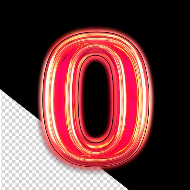 PSD red symbol with glow number 0