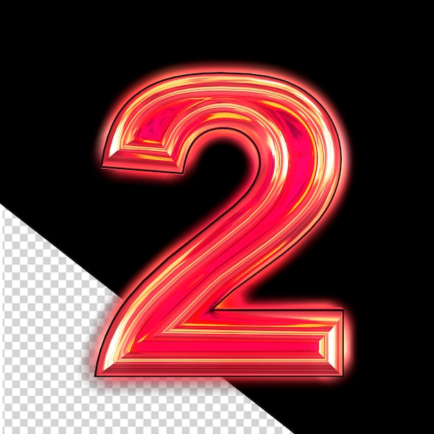 PSD red symbol with glow number 2