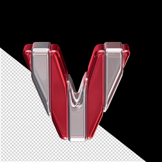 Red symbol with silver letter v