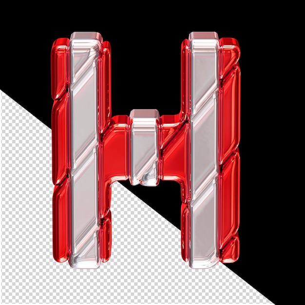 은색 줄무 ⁇ 로 된 빨간색 기호 위쪽 보기 H 문자