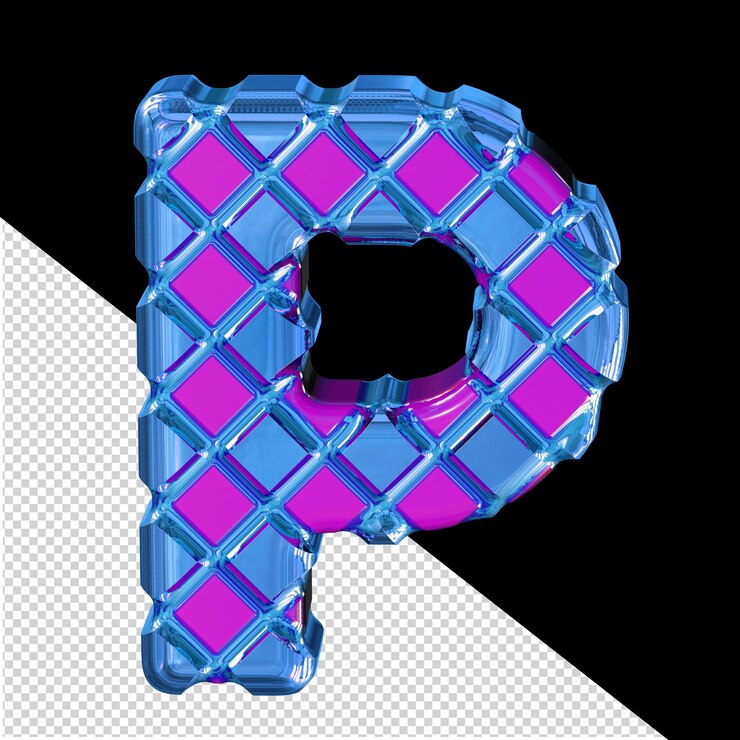 PSD red symbol with thick blue rhombuses letter p