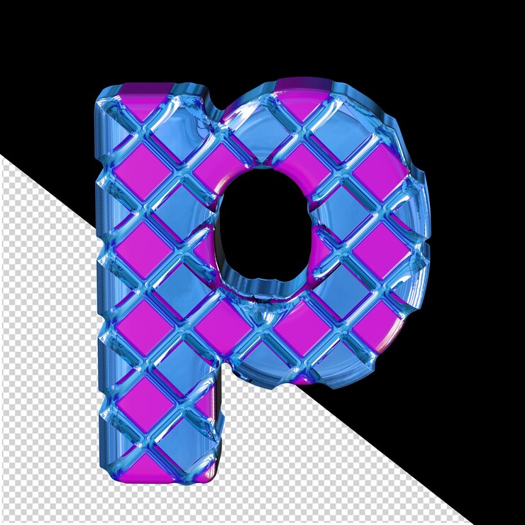 PSD red symbol with thick blue rhombuses letter p