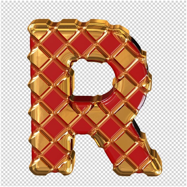 PSD red symbol with thick gold rhombuses letter r