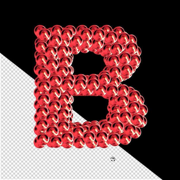 Premium PSD | Red symbols from spheres 3d letter b