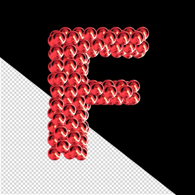 PSD red symbols from spheres 3d letter f