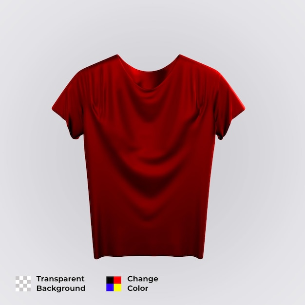 PSD red t-shirt mockup on white background. easy to change color and transparent background