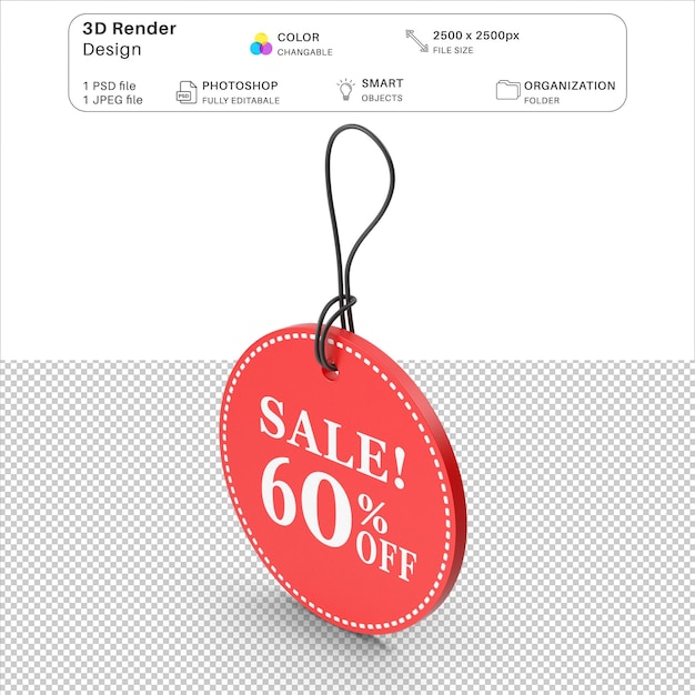 Red Tag Offer 3D Modeling PSD File