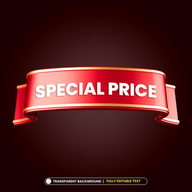 PSD red tag special price 3d rendering isolated