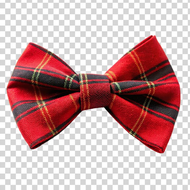 PSD red tartan tie bow isolated on transparent background