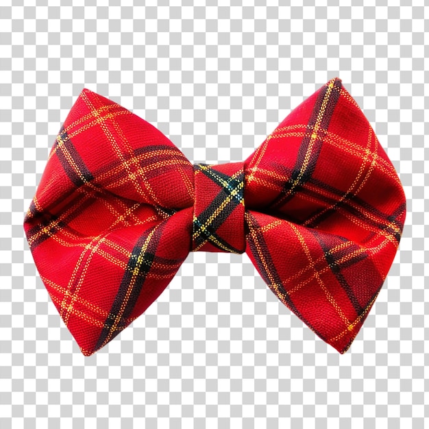 PSD red tartan tie bow isolated on transparent background