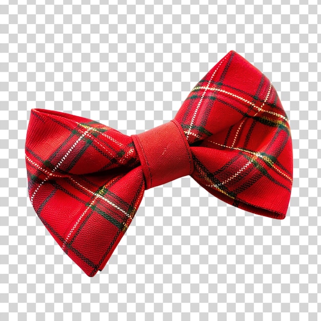 PSD red tartan tie bow isolated on transparent background