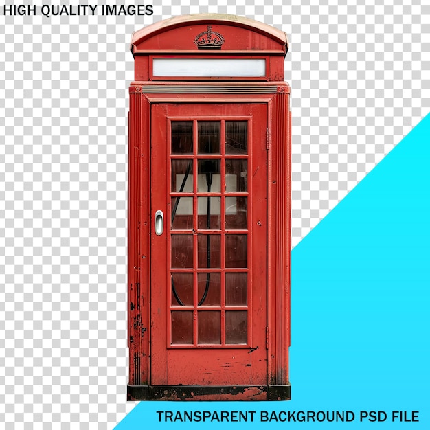 a red telephone box with a blue background that says high quality