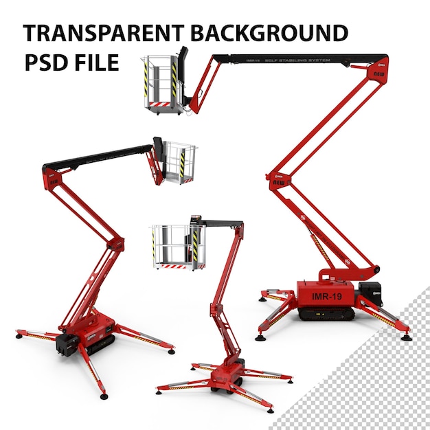 PSD red telescopic boom lift png