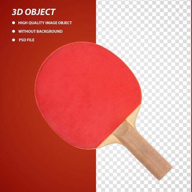 PSD a red tennis racket with a wooden handle red ping pong