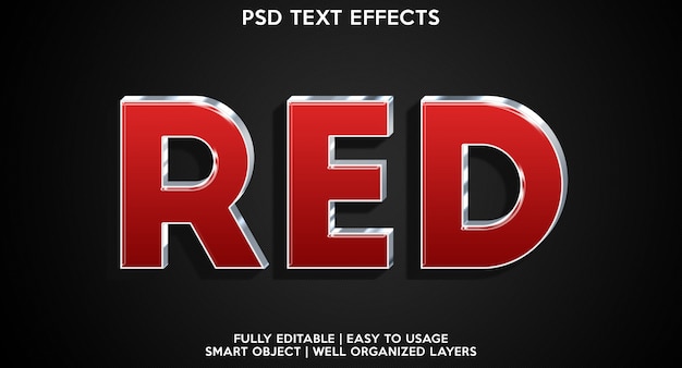 PSD red text effect modern