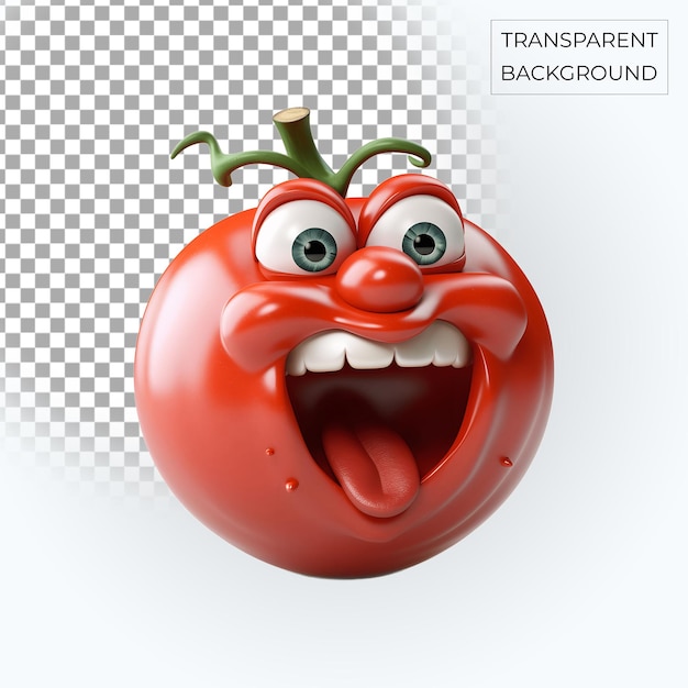 Red tomato 3d glimlachende emoji doorzichtige achtergrond gratis psd