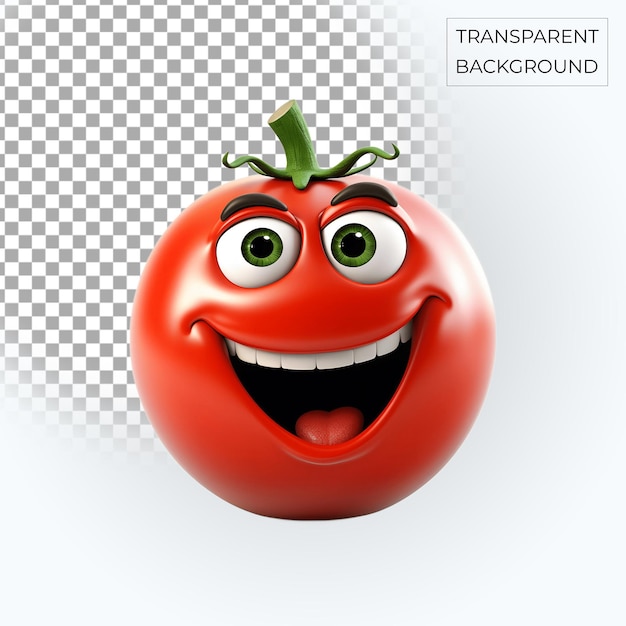Red tomato 3d smiling emoji transparent background free psd