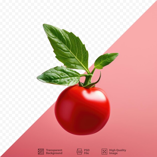 PSD un pomodoro rosso con una foglia verde sopra