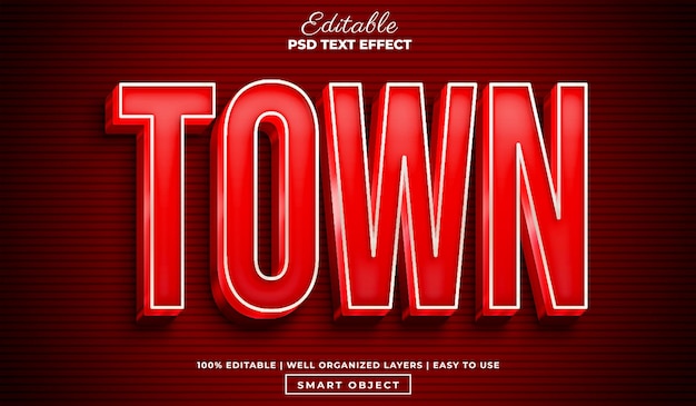 PSD red town editable psd text effect template modern style