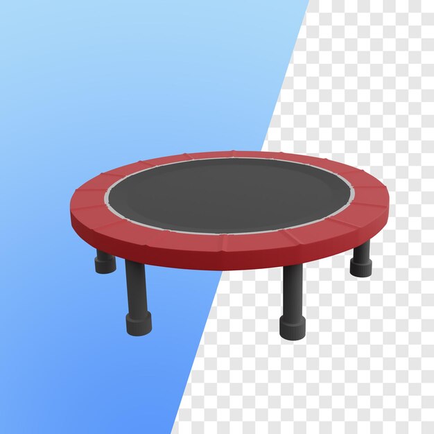 PSD a red trampoline with a red slide on it