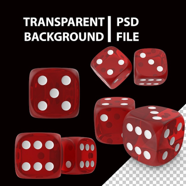 PSD red transparent dice png