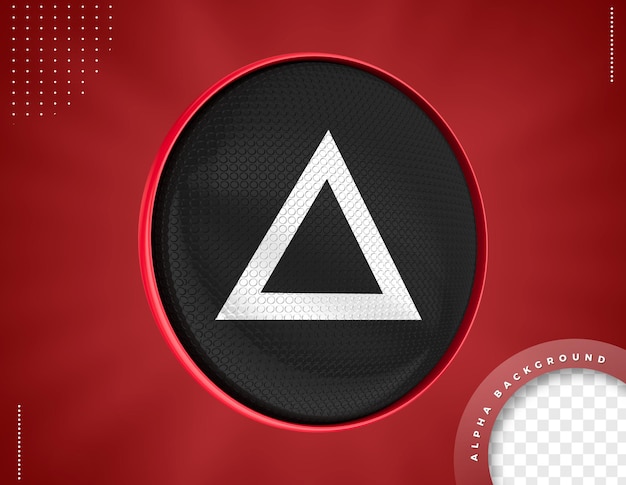 Red triangle 3d icon for composition