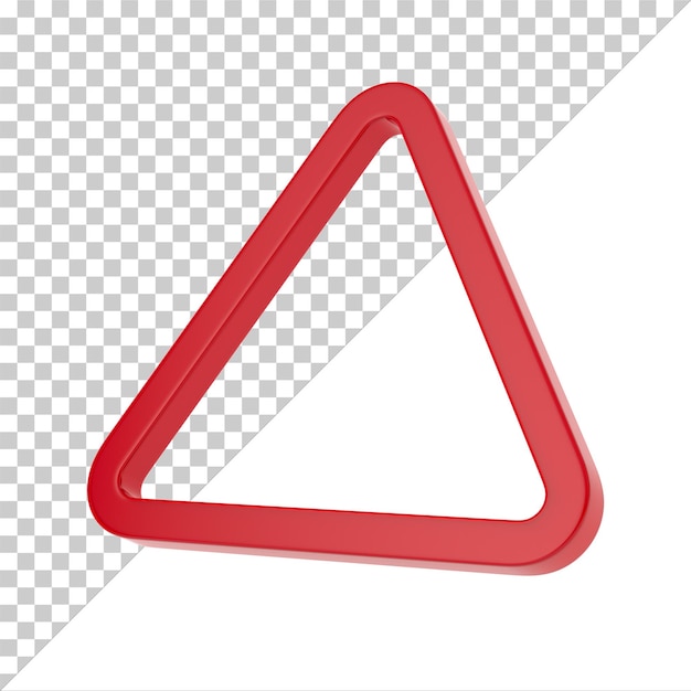 Red triangle on white background Isolated 3D illustration