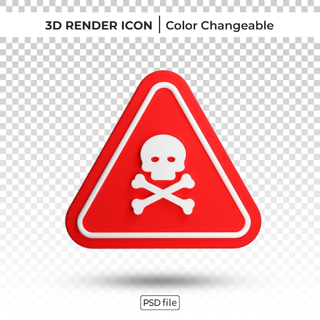 red triangle warning sign 3d render color changeable icon