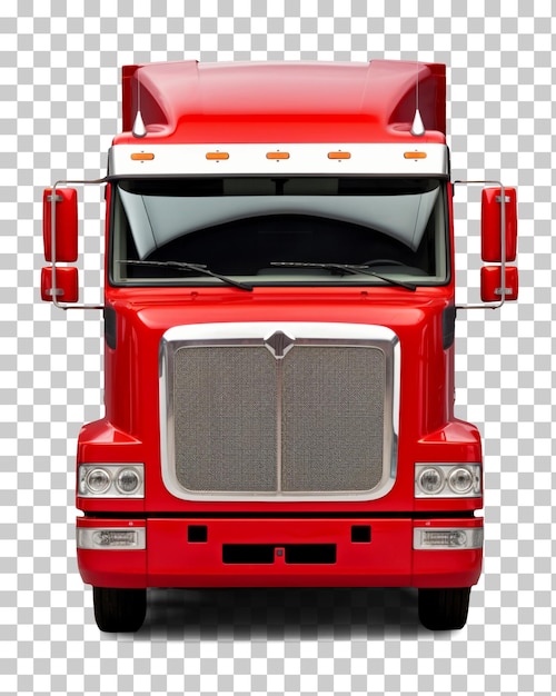 PSD la vista anteriore del camion rosso isolata su uno sfondo trasparente png psd