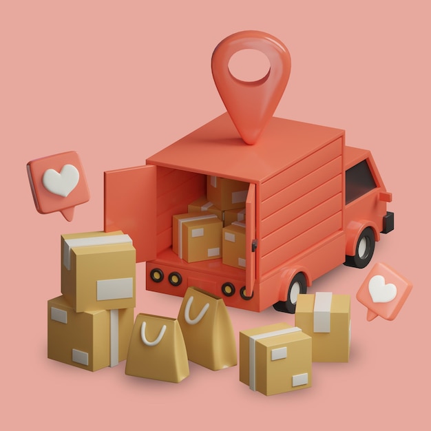 a red truck with a sticker that says'i love'on it