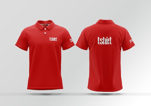 Red Tshirt front and back mockup