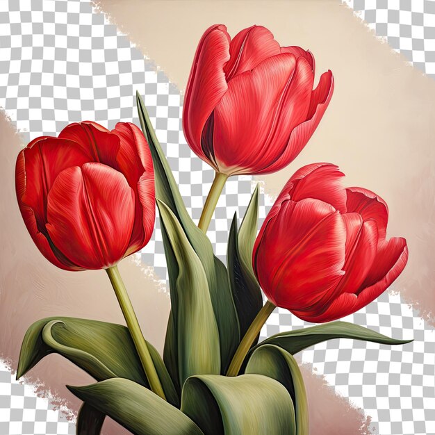 PSD red tulip bunch