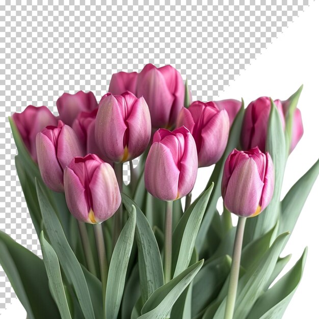 PSD red tulip close up bunch of all colors tulips isolated on transparent backgroundred