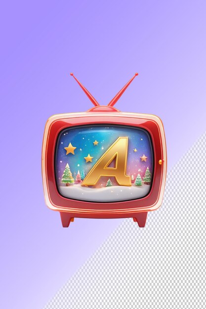 A red tv with a letter a on it