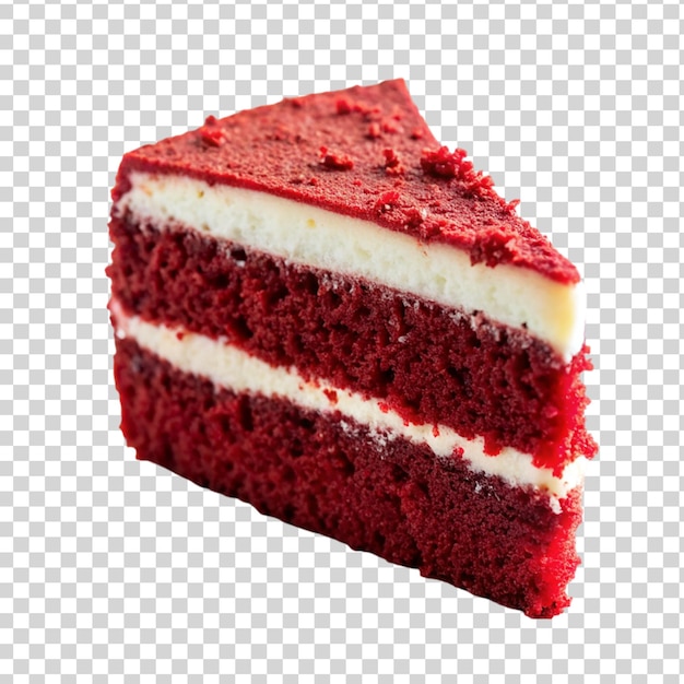 Fetta di torta di velluto rosso isolata su uno sfondo trasparente