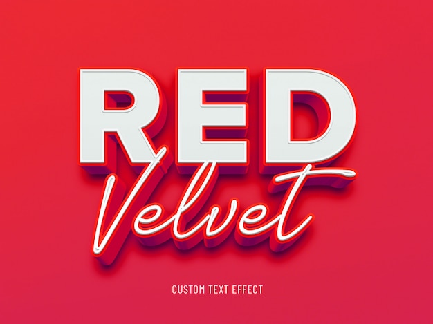 PSD red velvet 3d text effect