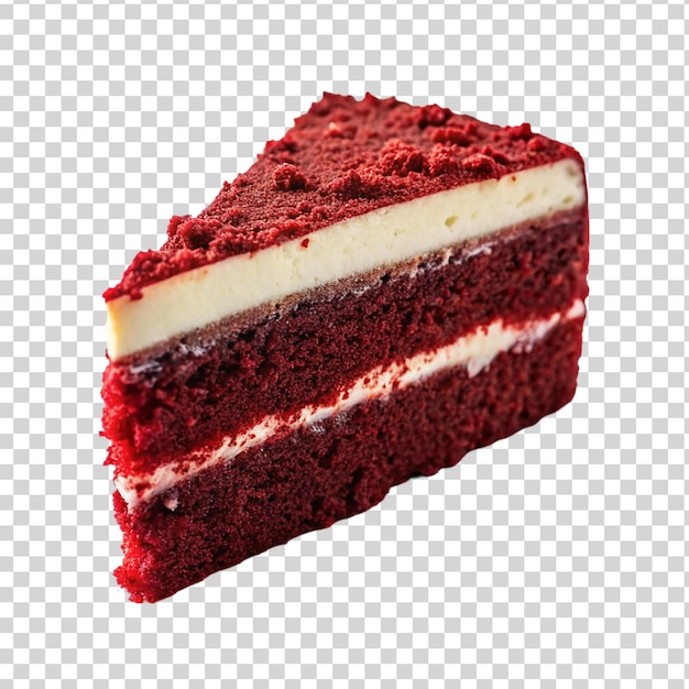 PSD torta di velluto rosso di fetta isolata su sfondo trasparente