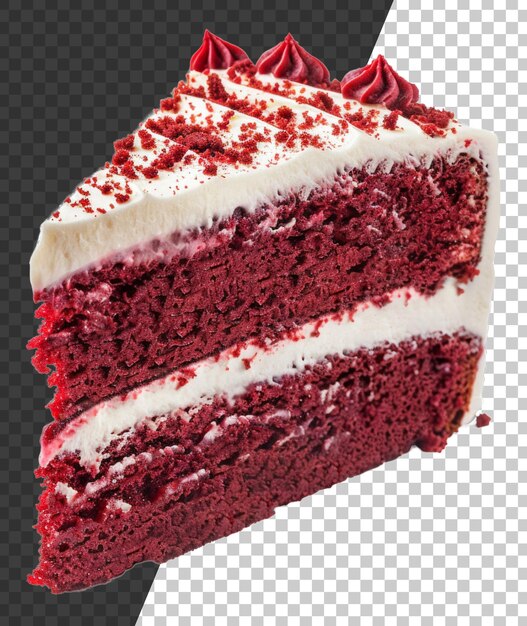 PSD fetta di torta di velluto rosso con crema su sfondo trasparente png