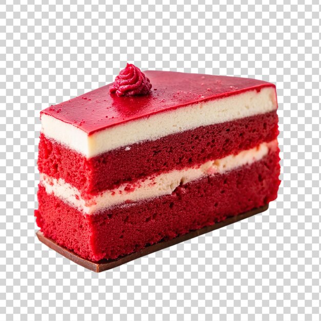 PSD torta di velluto rosso con crema rossa isolata su uno sfondo trasparente