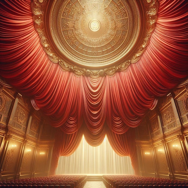 PSD red velvet curtain in an opera